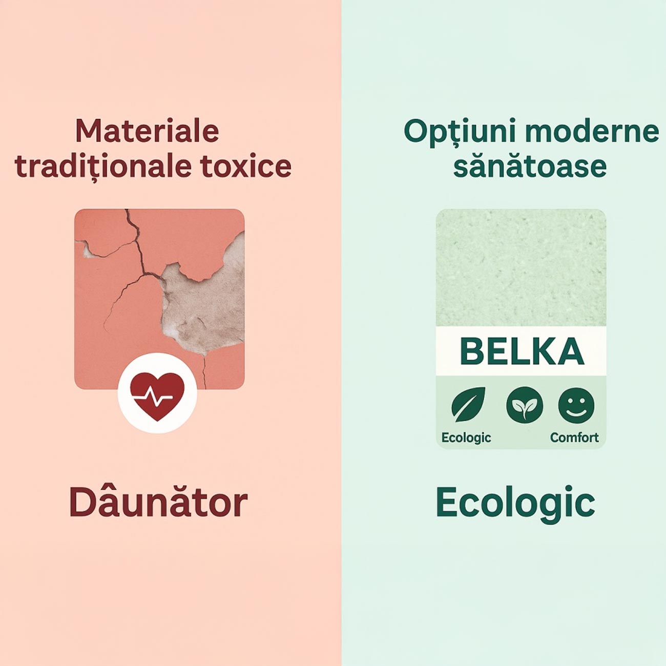 Diferențele dintre materiale periculoase și soluții ecologice - comparație vizuală
