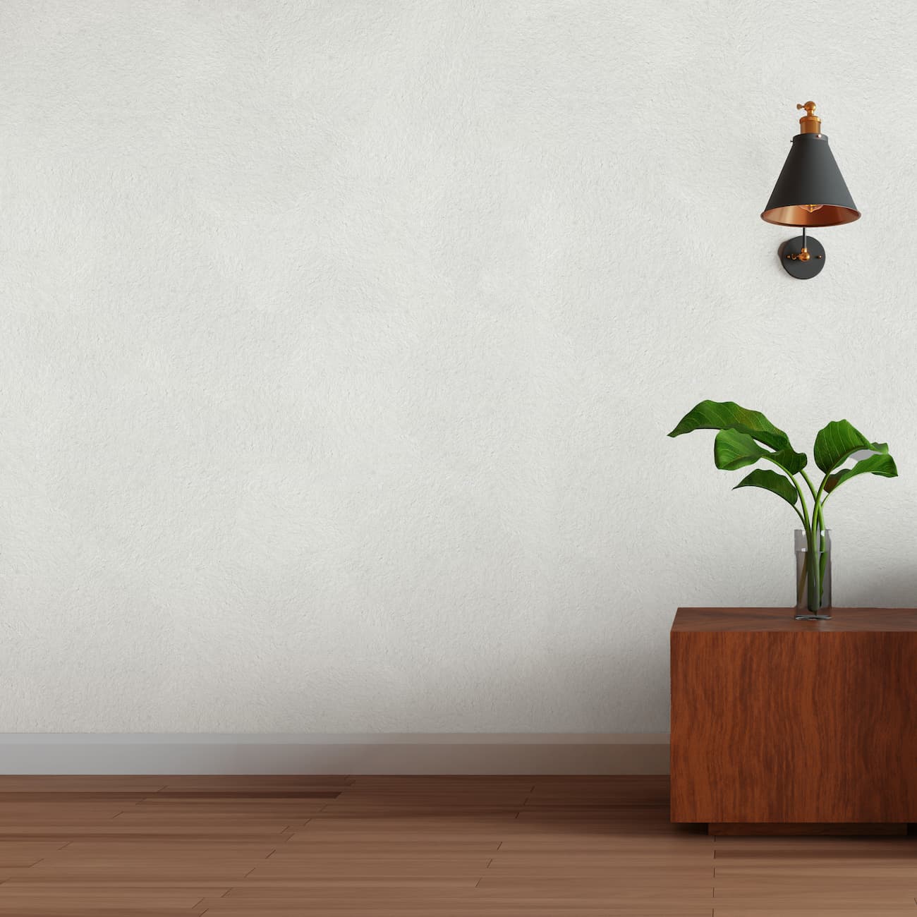 Tapet Belka autoadeziv de culoare fildeș aplicat într-un living minimalist cu lampă decorativă și mobilier din lemn