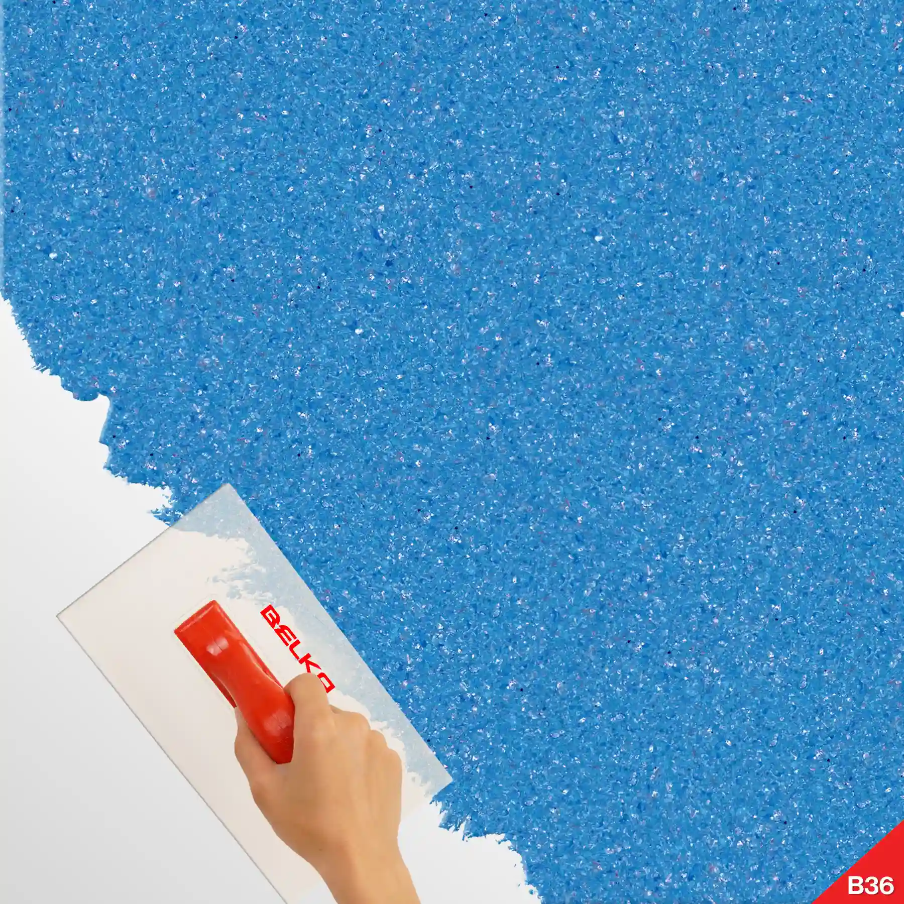 Tapet Belka albastru autoadeziv cu efect uniform, aplicat într-un spațiu modern decorat minimalist.