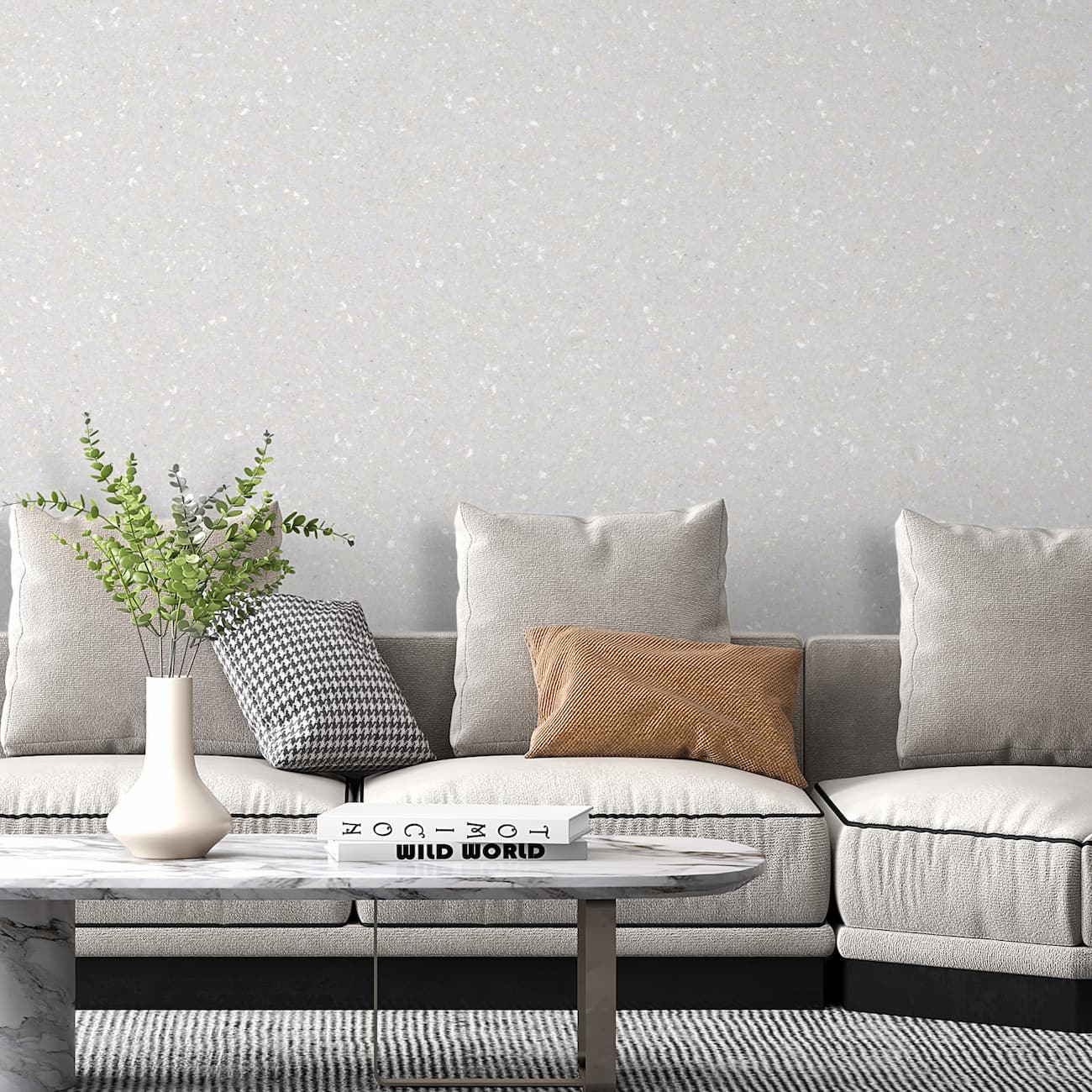 Cameră elegantă decorată cu tapet Belka alb cu sclipici