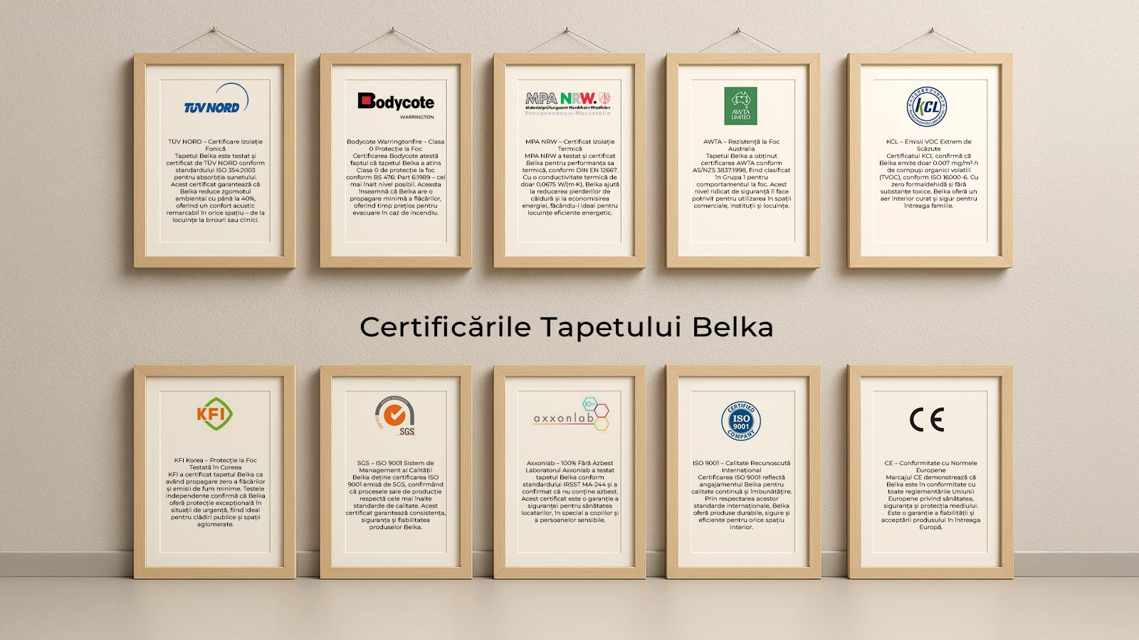Certificările Belka Tapet