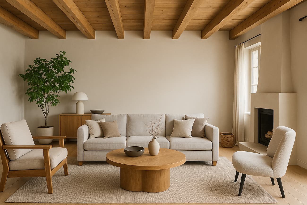 Idei decor pereti living cu tapet natural Belka – soluții elegante pentru perete salon modern